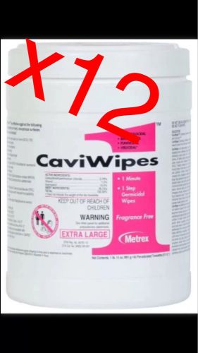 (12) CAVIWIPES Metrex Disinfecting Towelettes X Large 65 Canister  (12) case NEW