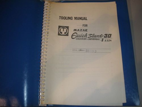 Mazak QS30 CNC Lathe Tooling Manual