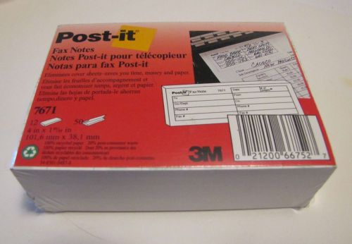New Post-it Fax Notes HTF 7671 3M Eliminates Cover Sheets (12 pads x 50 = 600)