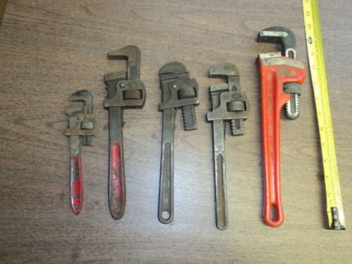 VINTAGE PIPE WRENCH LOT of 5 RIGID - Henry allen GV7