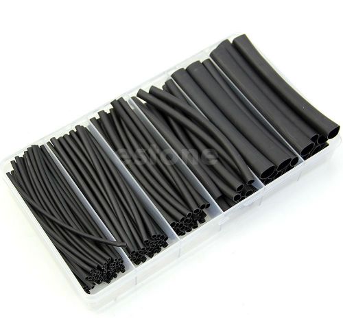 160pcs 4&#034; black heat shrink tubing kit polyolefin 2:1 halogen-free 6 sizes hot for sale