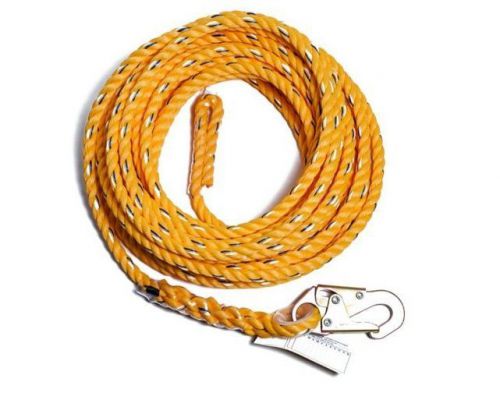 50-Foot 5/8 Gardian Fall Protection Steel-Coil Double-Lock Snaphook Tree Rope