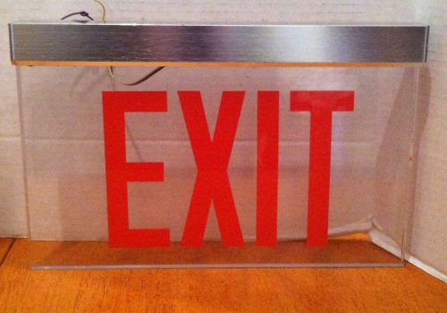 Lighted Exit Sign Lighting Clear With Red Letters Works Lights Up
