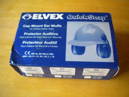 C Elvex Quick Snap Cap Mount Ear Muffs In Box Safety Ear Muffs