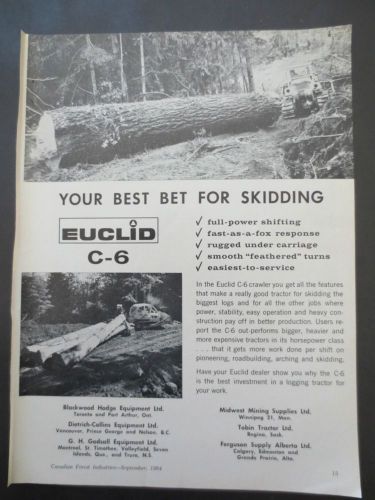 Euclid C-6 Crawler Tractor Vintage 1964 Magazine Ad
