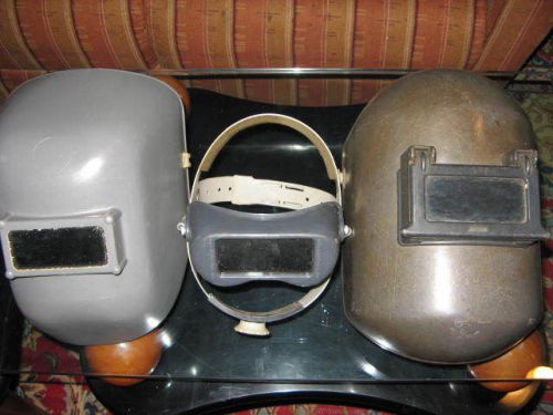 Qty-3 Vintage Welding Helmets good condition, petina intact.