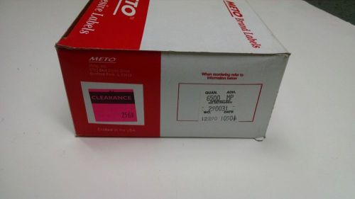 Meto Self-Adhesive &#034; Clearance &#034; Labels 6500 ADH MP Prod # 290031 hot pink