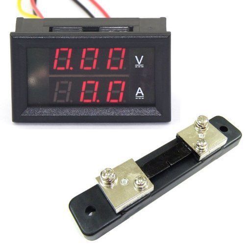 RioRand 0-100V/50A Digital DC Panel Volt Amps Tester Meter VA 2in1 Red LED