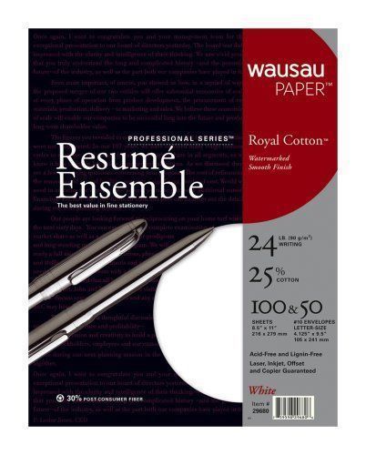 Wausau 29680 Professional Series Royal Cotton Resume Ensemble ~ White