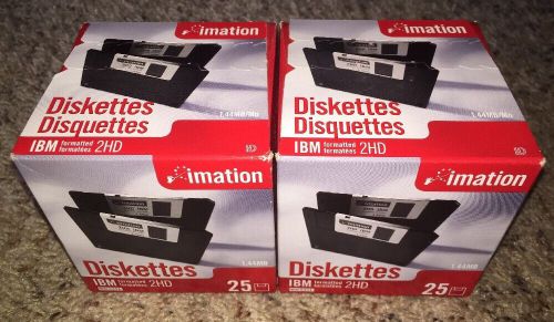 New lot of 50 imation ibm formatted 2hd 1.44 mb 3.5 floppy disks diskettes 2x25 for sale