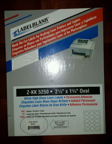 Labelblank 2.5 X 1.75&#034; Oval Labels Z-KK 5250