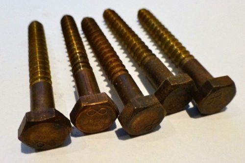5 silicon bronze hex cap lag screw bolt 1/4 x 2 marine application for sale