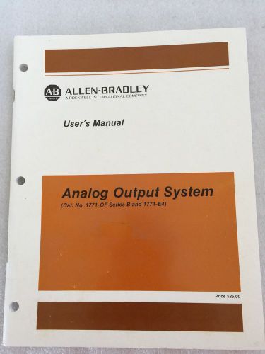 ALLEN BRADLEY 1771-6.5.3 ANALOG OUTPUT SYSTEM USER&#039;S MANUAL SEPT 1986