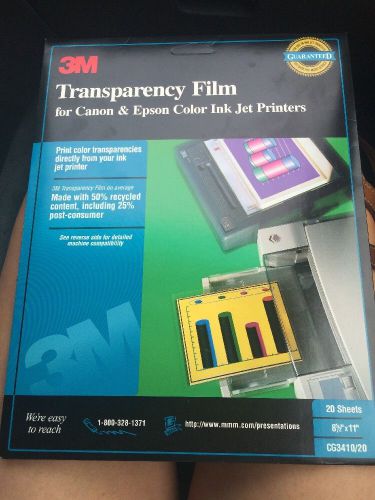 3M Transparency Film Canon/Epson Ink Jet Printers 20 Sheets. NIP