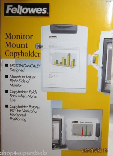 Fellowes Monitor Mount Copyholder Model 21129 Left / Right Side Mount Legal NIB