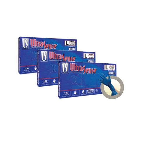 MICROFLEX ULTRA SENSE  3 Boxes of 100 Glove Small Ntrile Blue LAB US-220-S Exam