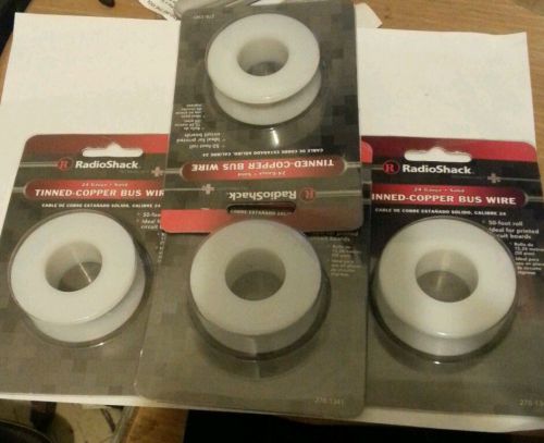 Four RADIOSHACK 24 GAUGE SOLID TINNED COPPER BUS WIRE 50FT ROLL