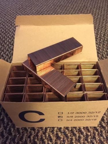 (1) Box of 2500 Clincher 5/8&#034; Staples, Copper