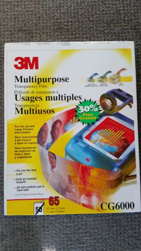 NEW 3M Multipurpose Transparency Film CG6000 65-Sheet Pack 8.5&#034; x 11&#034;