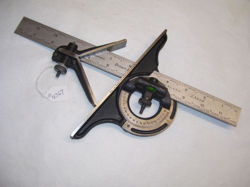 Protractor, Vintage Brown &amp; Sharpe Protractor, Center Head and 12&#034; Rule , U.S.A.