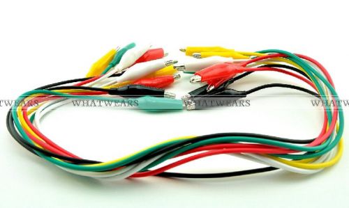 10x 44cm Crocodile Clips Cable Double-ended Alligator Jumper Wire Test Leads GBW