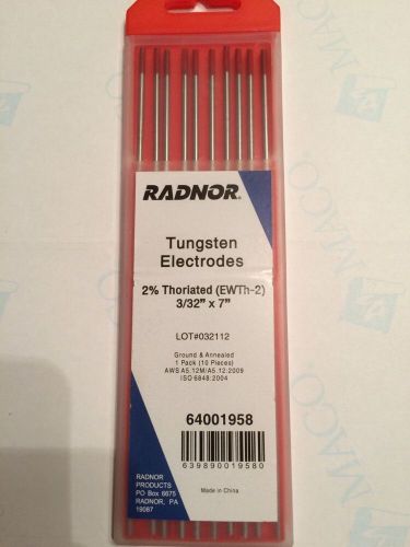 Radnor Tungsten Electrodes 3/32&#034; X 7&#034; 10 Pack, Ground Annealed