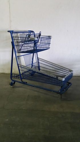 2 tier shopping cart large blue metal lot 60 grocery nursery liquor store club for sale