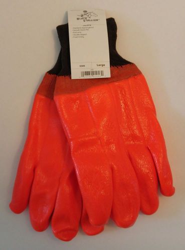 BLACK STALLION Double Dipped Gloves Warm Orange PVC Knit Wrist Form Lined 1 Pair
