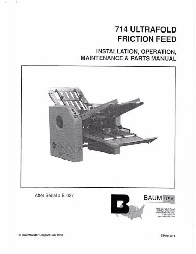Baumfolder Baum 714 Ultrafold friction feed operating and parts manual (054)