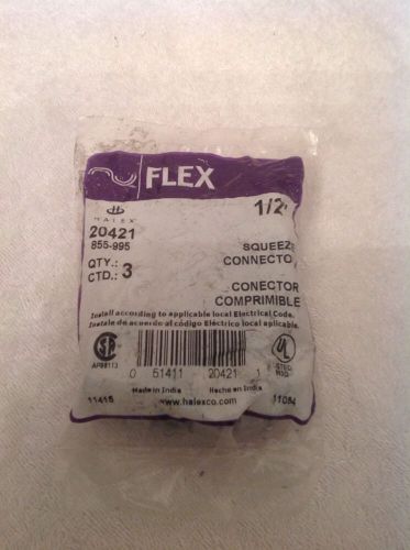 Halex 1/2&#034; Zinc Flex Squeeze Connectors 20421 NIB Pack of 3