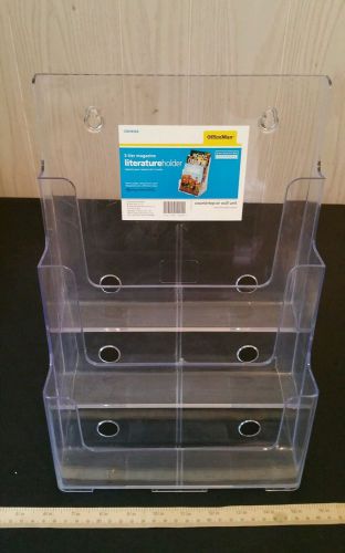 Two - Clear Plastic 3-Tier Magazine sized Literature Holders Racks display