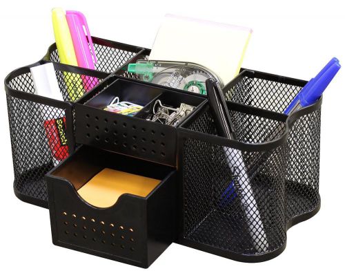 Desk Supply Organizer Caddy w Multiple Compartments Pencil Cup Mesh Black New