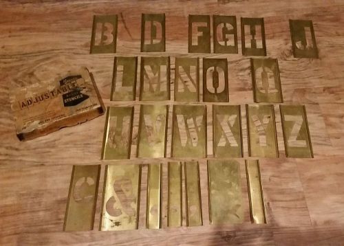 Vintage Reese&#039;s Adjustable Lockedge Brass 3 Inch Stencils inComplete Set