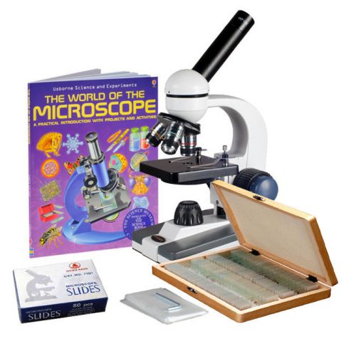 40x-1000x cordless student biological microscope+prepared &amp; blank slides, book for sale