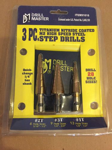 3 pc titanium nitride coated m2 high speed steel step drill for sale