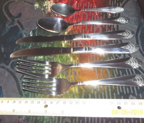 Walco 18/10 s.s. 5 pc p.s.art deco # 80b05 w/ bonus euro knife hotel quality 6pc for sale