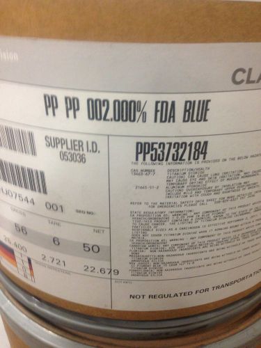 Clariant fda dark blue colorant for poly pro. 50 lb drum for sale