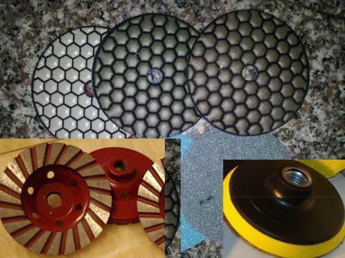 5&#034; Diamond DRY Polishing 8 Pad 2 Turbo Coarse Cup Wheel Granite Stone Concrete