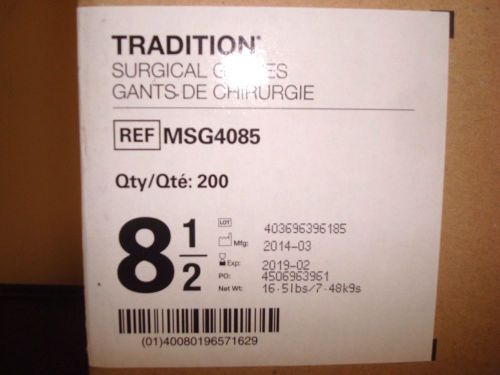 200 PAIRS Medline Tradition Latex Surgical Gloves Size 8.5 MSG4085