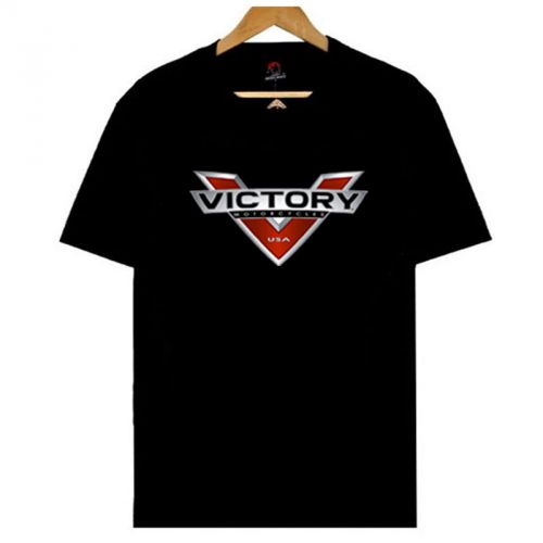 Victory Motorcycle Logo Mens Black T-Shirt Size S, M, L, XL - 3XL