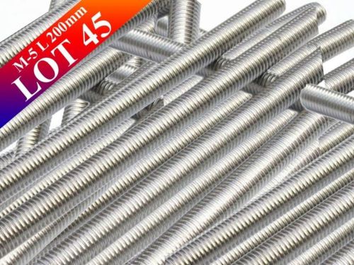 Lot of 45 pcs - m5 x 200mm brand new a2 stainless steel fully threaded rod for sale