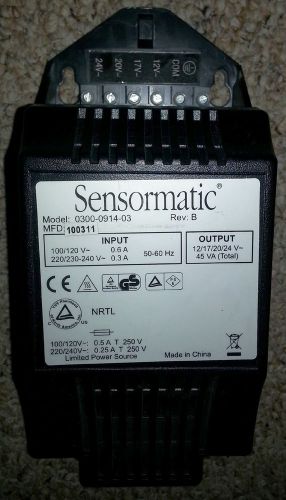 Sensormatic Power Supply Model 0300-0914-03 REV B Output 12/17/20/24 VAC