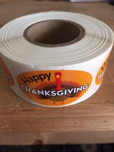 2&#034; X 1&#034; HAPPY THANKSGIVING LABELS 500 PER ROLL GREAT STICKERS