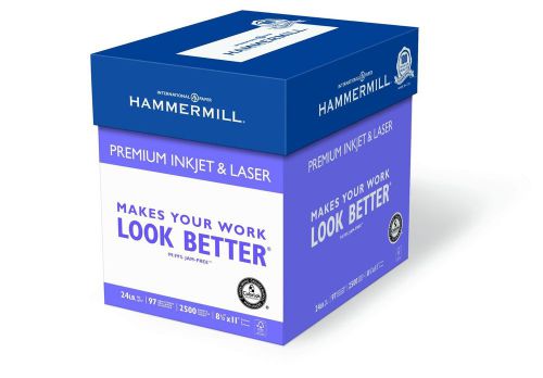 Hammermill Premium Ink &amp; Laser 24lb 8.5x11 97 Bright 2500 Sheets/5 Ream Case ...