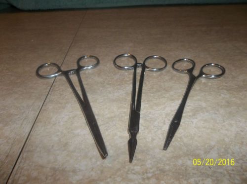 3 Vintage Pair Locking Forceps Chiron Germany, langbein, Curved S.S Pakistan