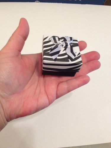 Lot of 96 Zebra Ring Boxes Black White Stripes w/ Insert,Zebra Ribbon, Free Ship