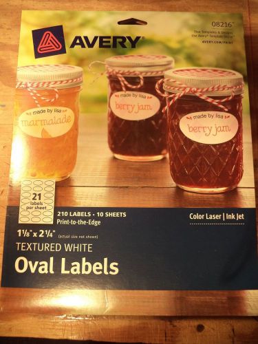 Avery textured white oval labels 08216, 1-1/8&#034; x 2-1/4&#034;, pack of 210 - 210 for sale