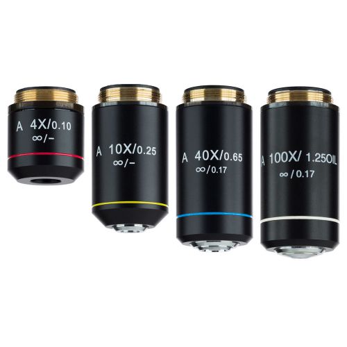 AmScope AX-INF-B Infinity Achromatic Microscope Objective Set with Black Finish