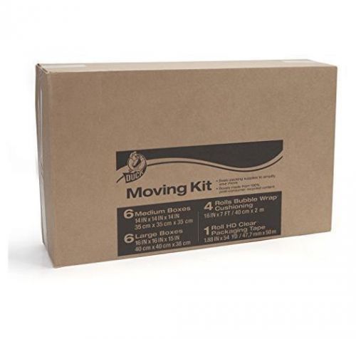 NEW Duck Brand Moving Kit with 12 Boxes, 4 Rolls Bubble Wrap, (280640)