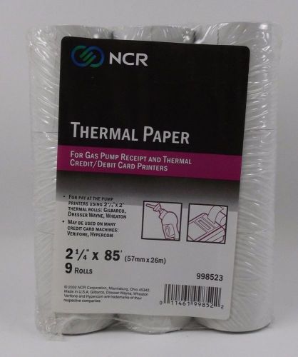 NCR Thermal Paper 2 1/4&#034; X 85&#039; 9 Roll Pack NEW Sealed Credit Debit Card Printers